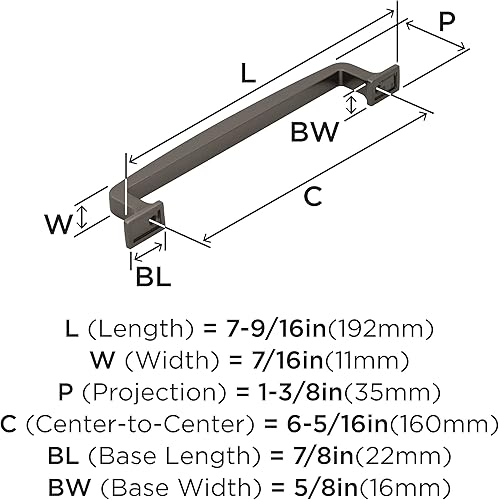 Miniatura 3 de Amerock  Mango de gabinete  Grafito  6-516 pulgadas (160 mm) de centro a centro  Westerly  paquete de 1 unidad  Jaladera de cajón  Asa de cajón