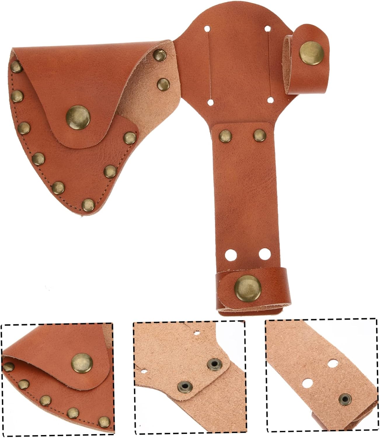 Leather Axe Sheath for Outdoor Hatchet Portable Protective Cover Belt Loop Sturdy Top Grain Cowhide for Camping and Survival Use