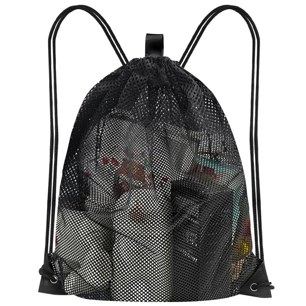 YDHfdc Mesh Bags 60x45cm Large Mesh Beach Bags with Drawstring Swimming Bag Black Drawstring Gym Bag Net Bags for Swimming, Beach, Gym, Shopping