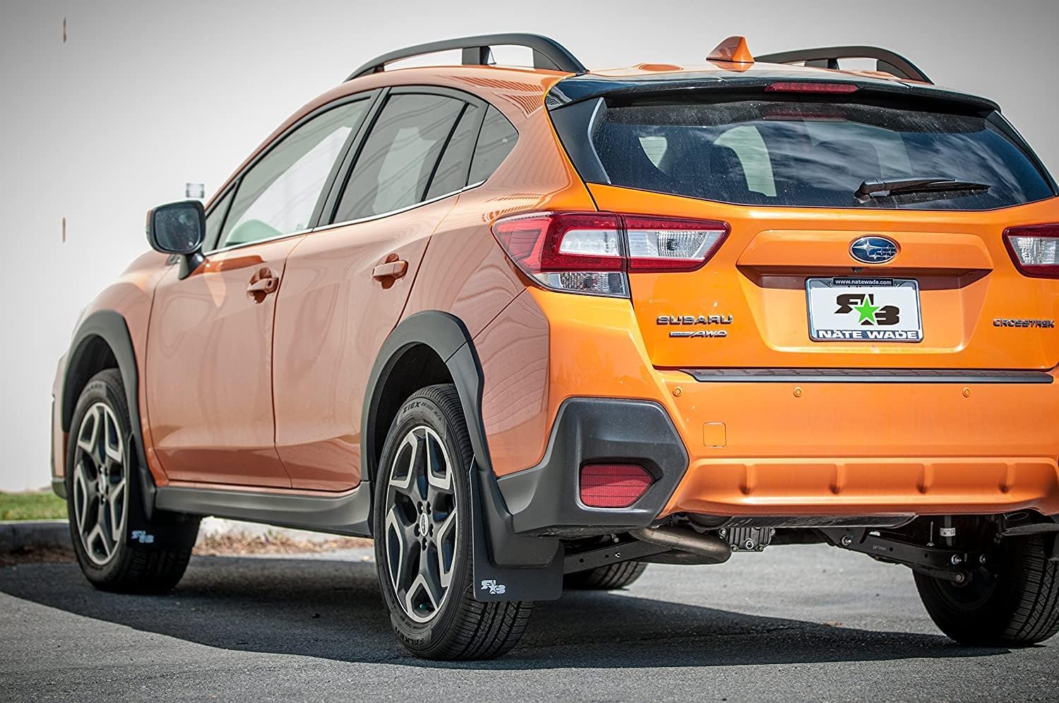 RokBlokz Mud Flaps Compatible with Subaru Crosstrek 2018-2023 - Multiple Colors Available - Mud Guards are Custom Cut and Fit - Includes All Mounting Hardware (Black with Orange Logo)