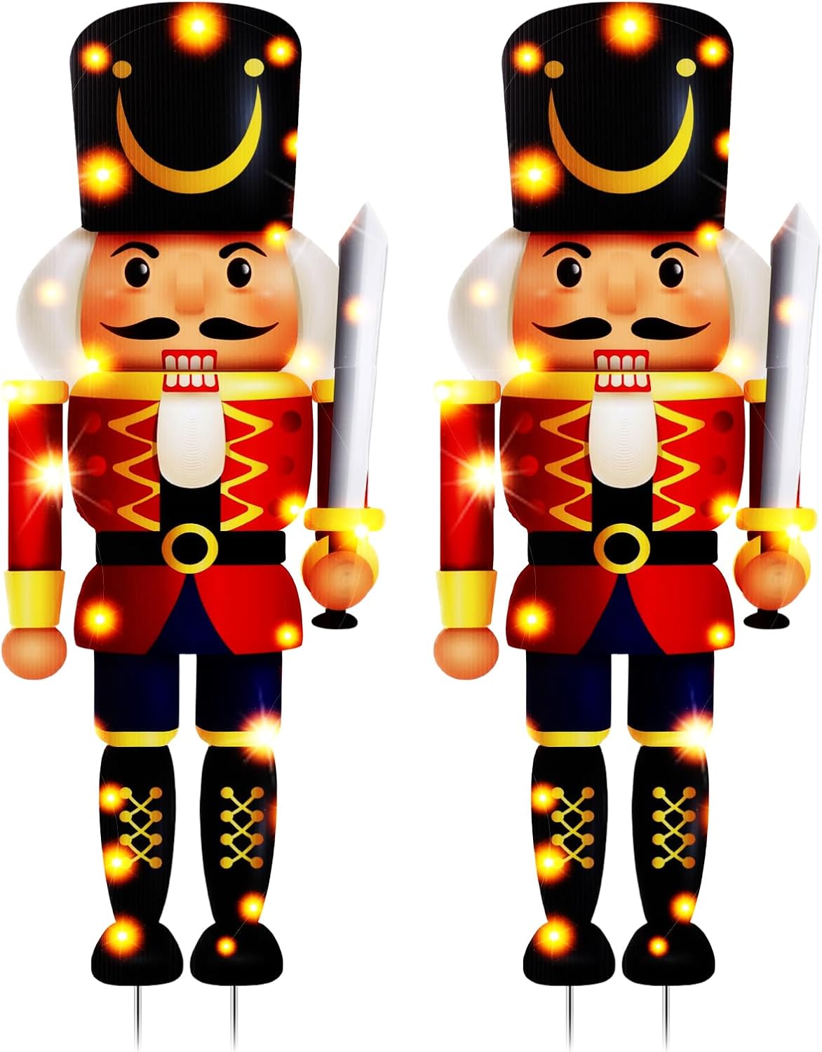 2 Pack 37 Inch LED Lights Nutcracker Yard Decorations
