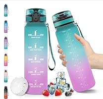 Vikaster Bouteille d'eau, Gourde Sport 1 Litre, sans BPA, Étanche & Réutilisable, Water Bottle Ouvrir en un Clic,...