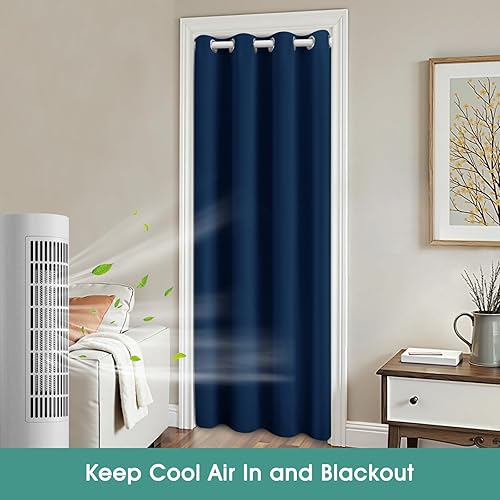 Miniatura 50 de HOMEIDEAS Cortinas de puerta para privacidad de puerta, cortina opaca para puerta de armario para dormitorio, cortinas con aislamiento con lazo