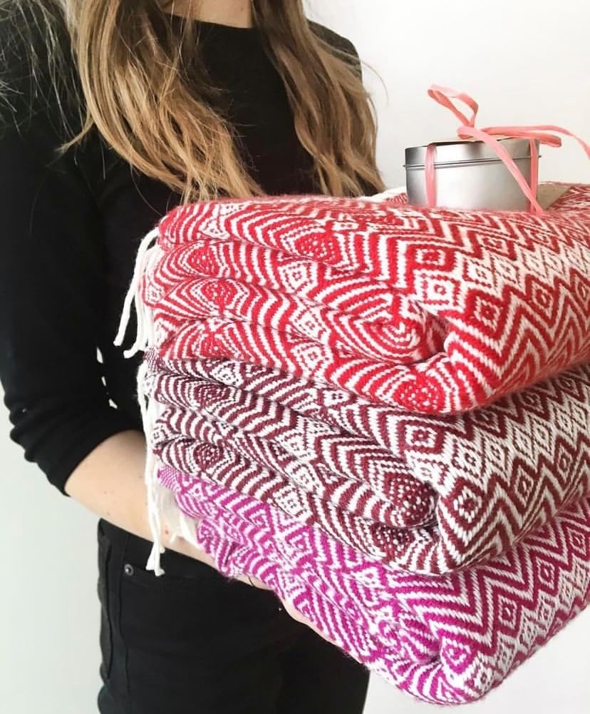 Luxurious Alpaca Blanket, Wool Blankets, Peruvian Blankets, Terracota Color, Cozy Blanket Winter Blanket, Quality Hypoallergenic Warm (Alpaca, Sky blue)