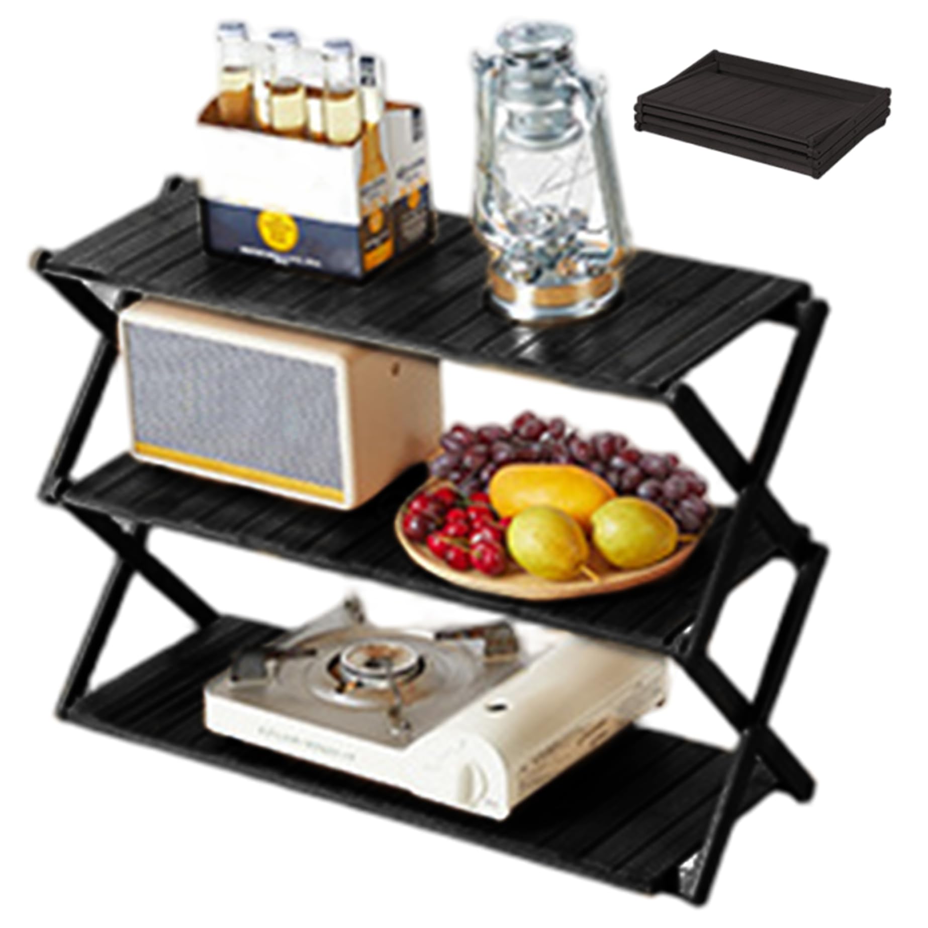 Rejilla de enfriamiento plegable, rejilla de enfriamiento de alambre plegable de 3 niveles para hornear, estante de picnic portátil para acampar para galletas, pasteles, asar, asar a la parrilla 18.1