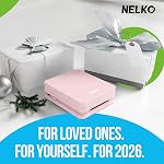 Nelko Photo Printer, PP01 Color Mini Portable Printer, Instant Smartphone Inkjet Printer, Sticky-Back Rechargeable Portable Picture Printer for iOS & Android, Smart AI APP, Valentine's Day Gift,Pink