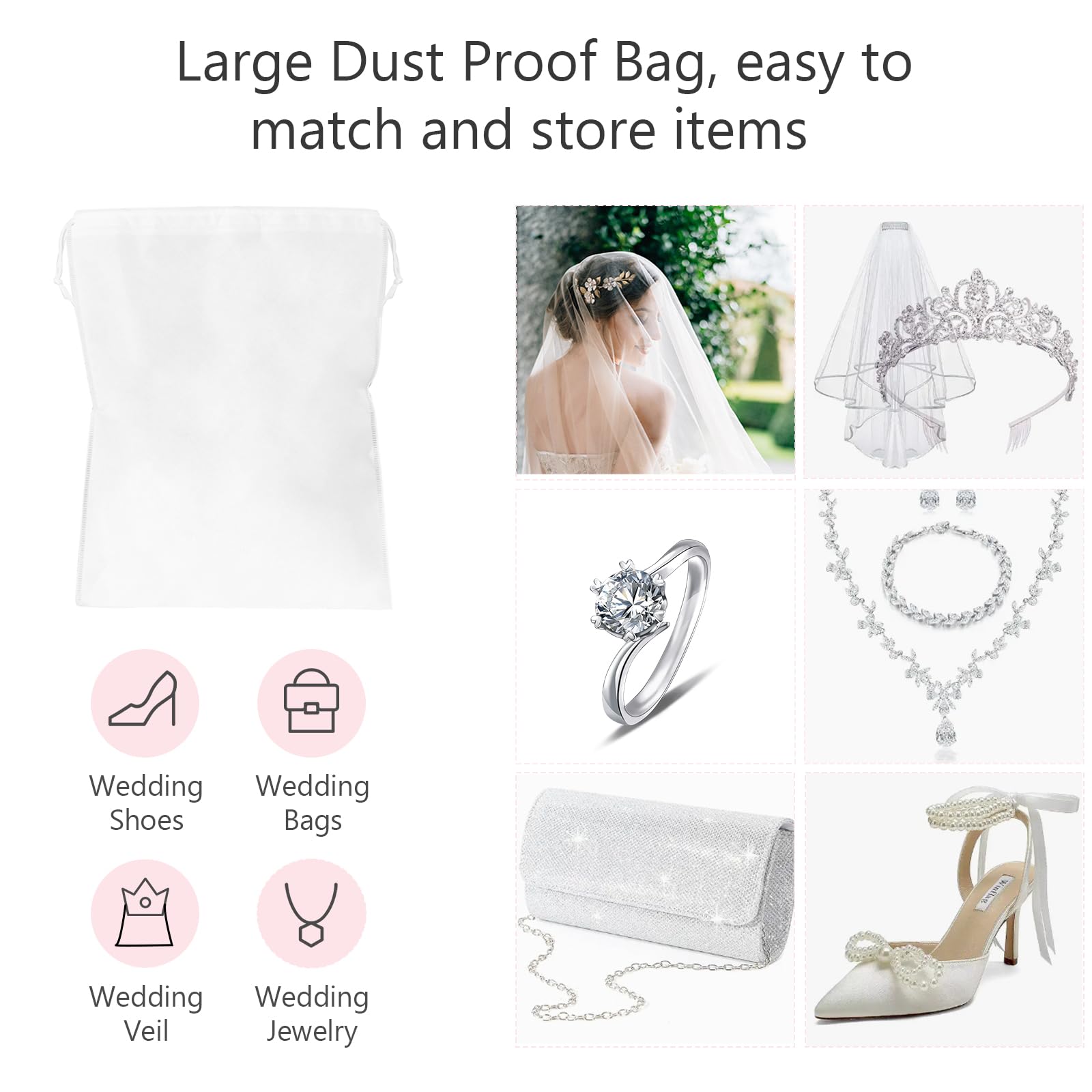 Großes Hochzeitskleid-Konservierungsbox-Set, Hochzeitskleid-Aufbewahrungsbox mit 30 Blatt säurefreiem Seidenpapier, Mikrofaser-Handschuhen, staubdichter Tasche und Trockenmitteln, Grau, 76,2