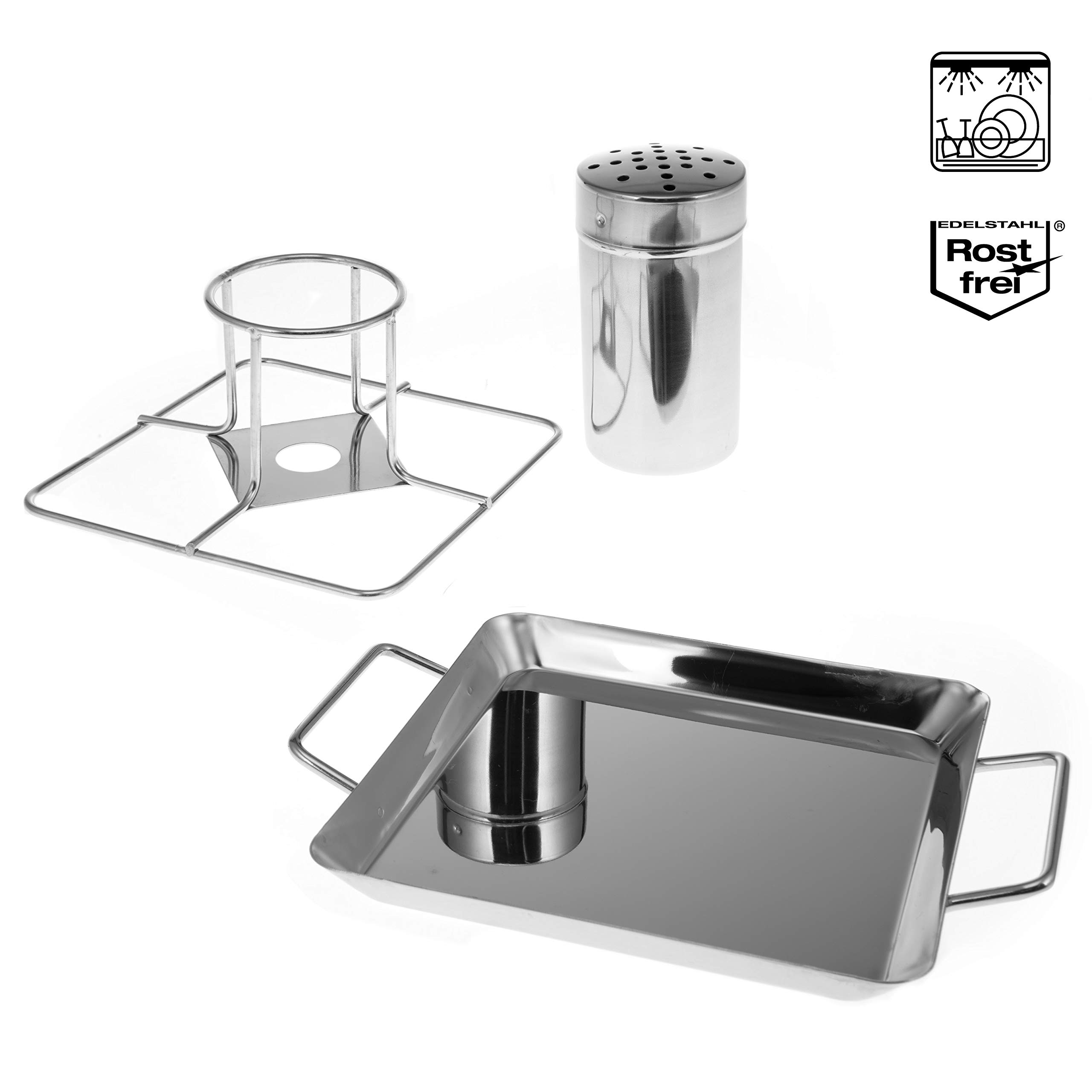 bremermann Teglia per pollo, con contenitore per aromi, in acciaio inox, circa 24,5 x 18,5 cm, per pollo e pollo (2)