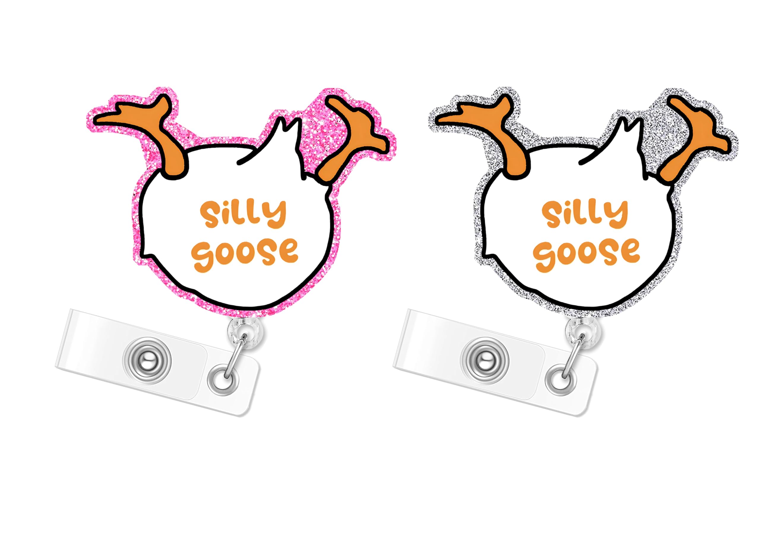 Silly Goose Badge Reel Retractable Funny Cute Badge Holder with beadable Badge reels ID Clip Name Tag Card Tag Card Badge Clip Acrylic Accessories Gifts Nurse — image 1