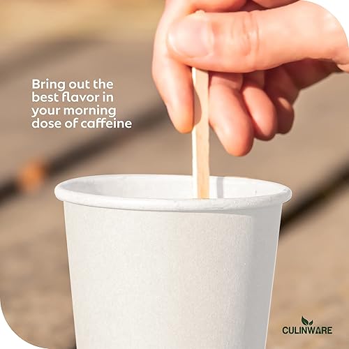 Miniatura 2 de CulinWare Agitadores de café y bebidas de madera de abedul ecológicos, ideales para tu rincón de café. (1000, 5.5 pulgadas)