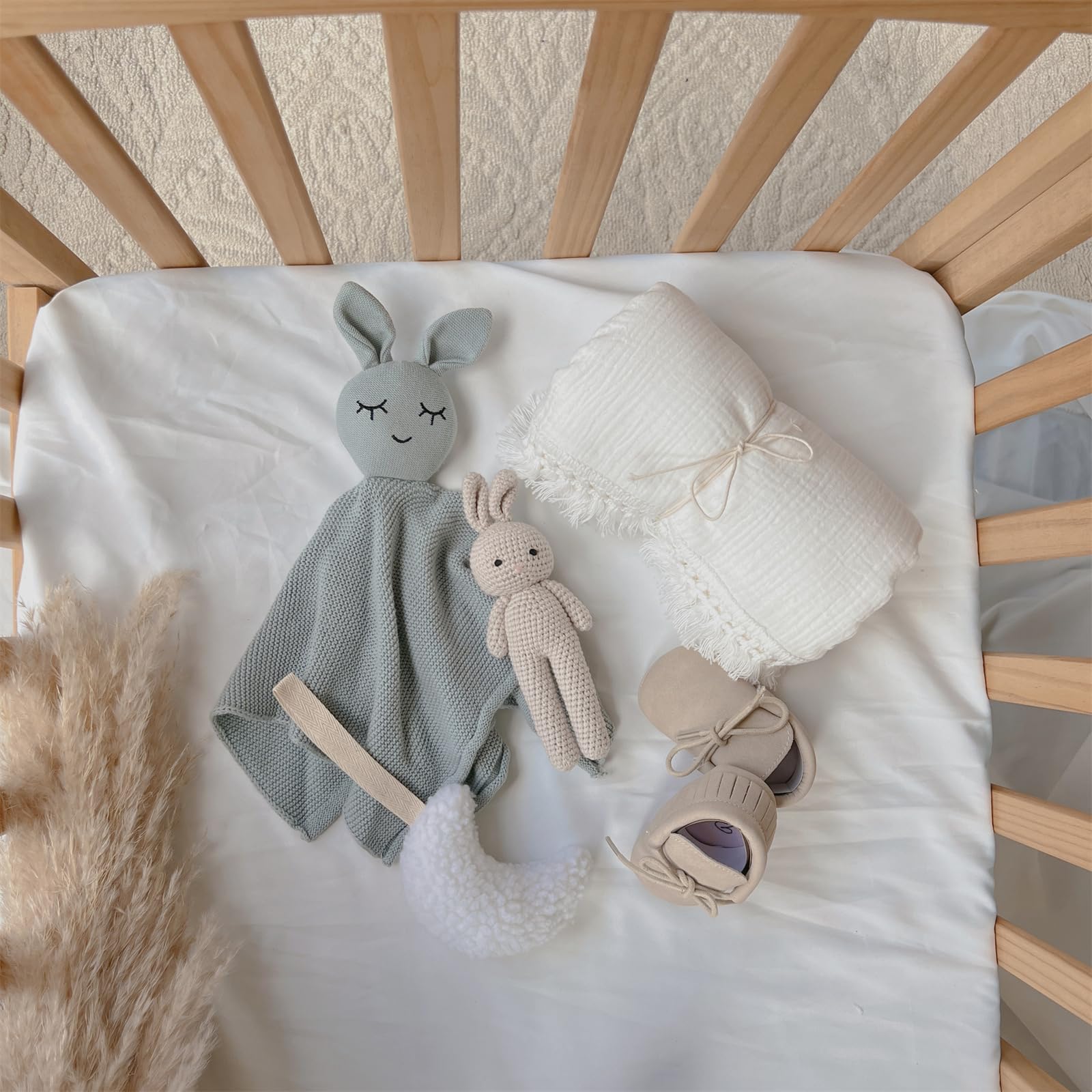 5-teiliges Baby-Set mit Baumwolldecke, beruhigendem Handtuch, Häkelspielzeug und Zubehör für Neugeborene