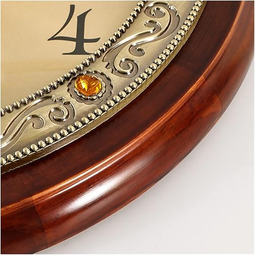 Miniatura 6 de PARCJ Reloj de pared de madera de lujo de metal retro nórdico americano, relojes de pared silenciosos dorados para dormitorio, estilo shabby chic,