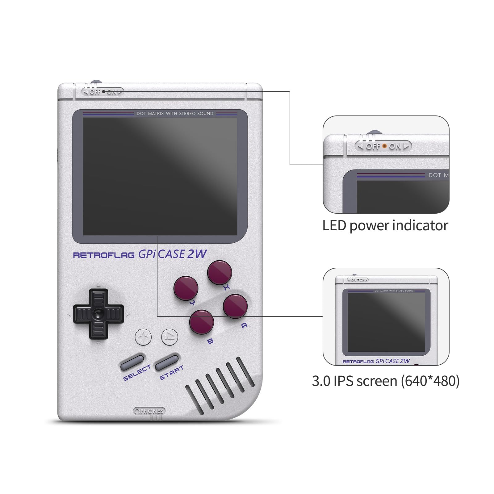 AKNES Retroflag GPi Case 2W per Raspberry Pi Zero/Zero W/2W | Schermo LCD IPS 3", Console di Gioco Retrò Portatile Batteria Ricaricabile per Sessioni Lunghe, Tasti Turbo & Scorciatoia