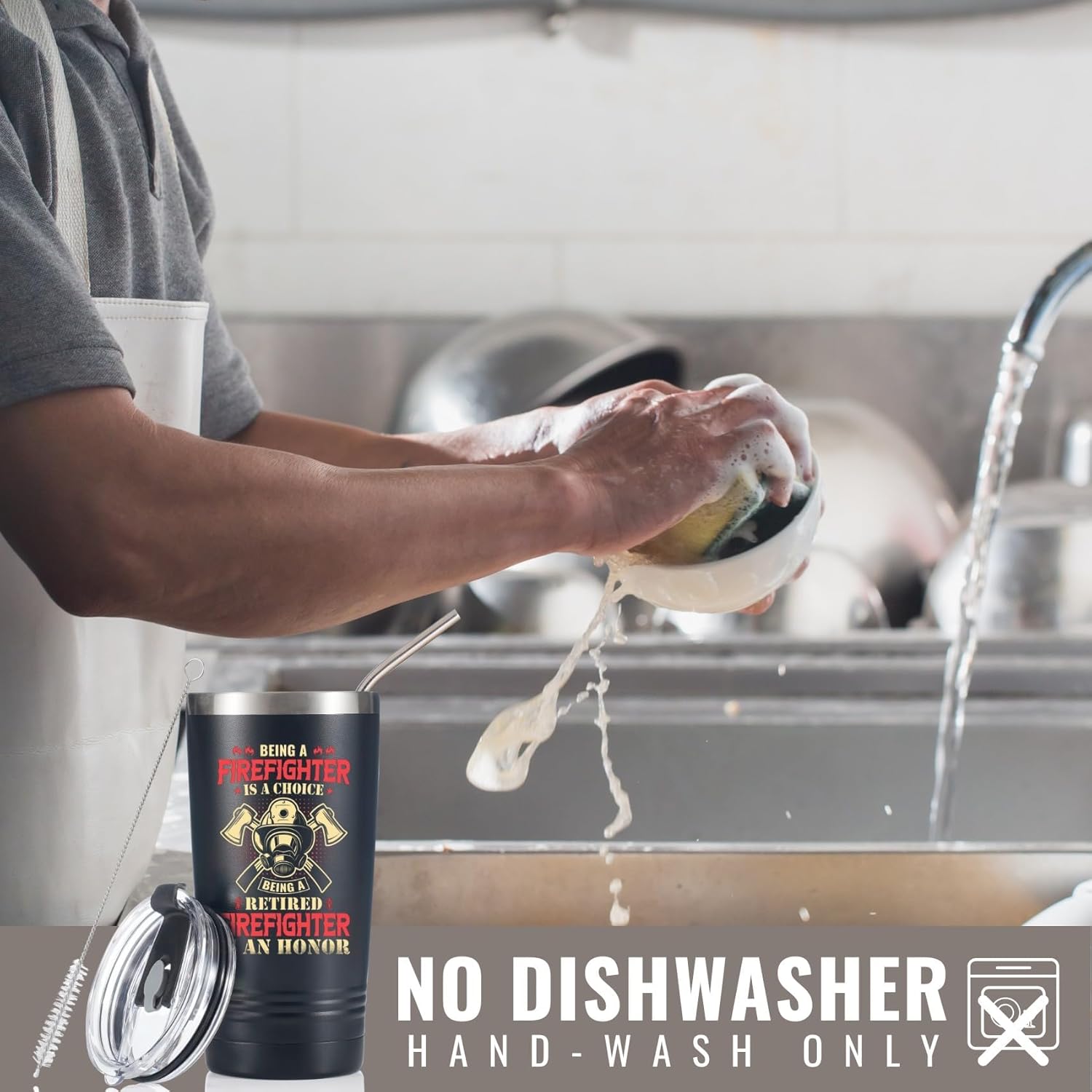 Onebttl Retired Firefighter Gifts for Men, Stainless Steel Fireman Tumbler 20 oz - Being an retired firefighter is an honor - Image 8