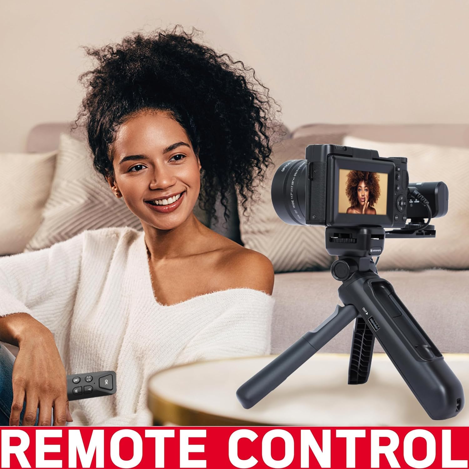 AgfaPhoto - Kit Vlogging tutto in uno: Fotocamera VLG-4K Optical, Treppiede Powerbank, Telecomando, Microfono e Scheda Micro-SD 32GB Inclusa - Immortalate con stile i vostri momenti in 4K! - Nero