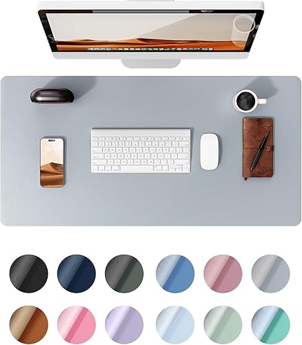 Miniatura 60 de YSAGi Protector de escritorio de piel, alfombrilla de oficina, alfombrilla grande para ratón, alfombrilla antideslizante de piel sintética, Azul