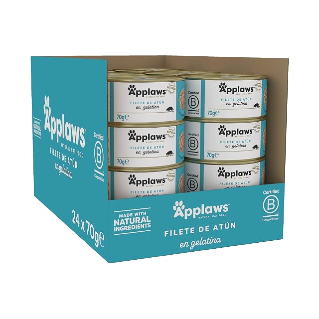 Foto 2 de 6 de Applaws Natural, Comida húmeda para Gatos con Filete de atún en gelatina, 24 x 70 g