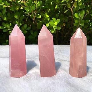 5 Piezas de Varita de Punta de Cristal de Cuarzo Rosa Natural de Color Rosa con Forma de obelisco