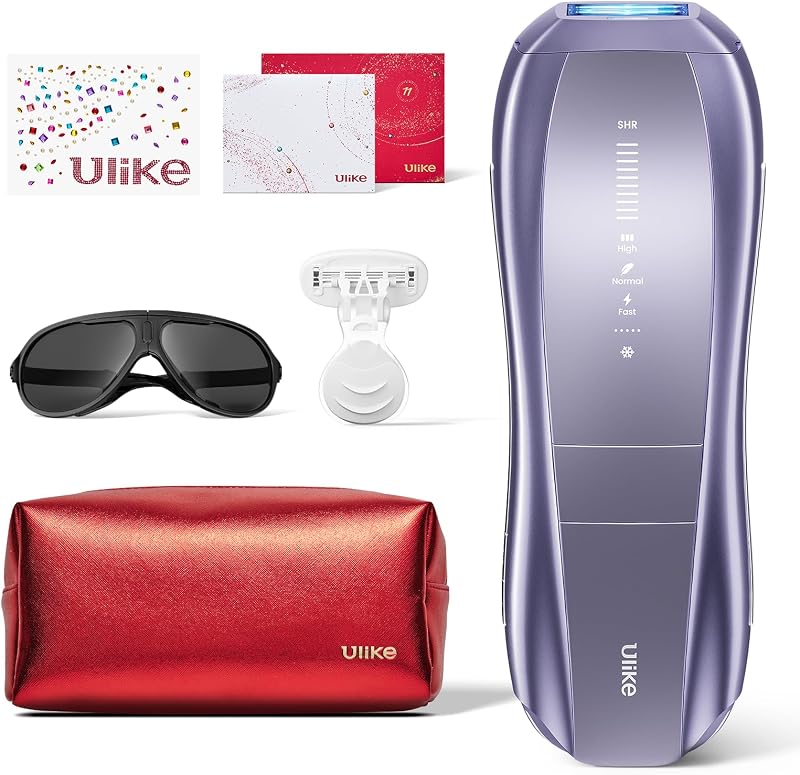 Ulike Laser Hair Removal, Air 10 IPL Hair Removal Device with Ice Cooling, Dual Lights, SHR Mode for Women & Men, Limited Holiday Set with Aloe Vera Gels, Gem Stickers, Christmas Cards & Storage Bag