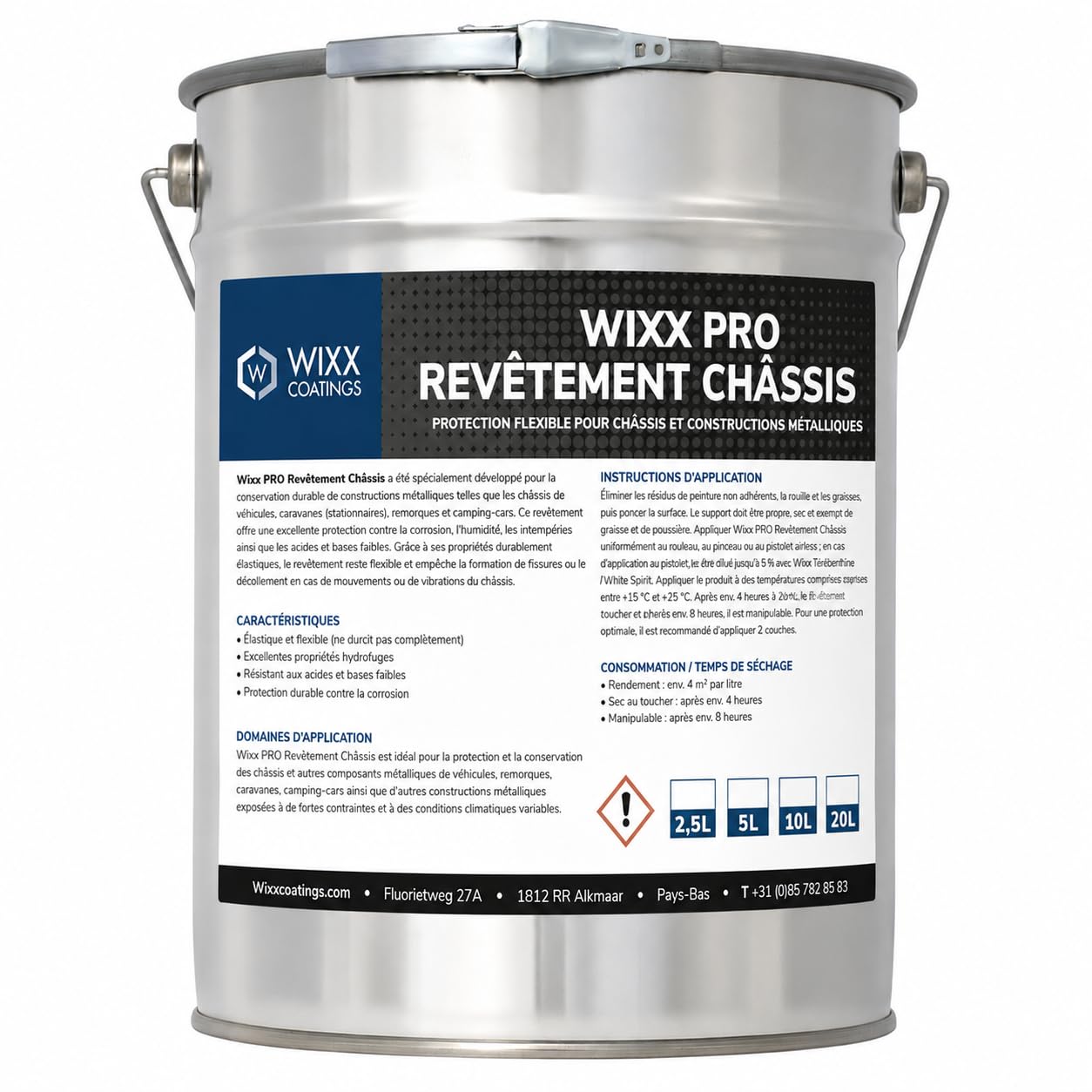 Wixx PRO Revêtement Châssis Noir - Noir - 2,5L