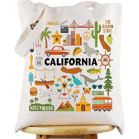 California Gifts and Souvenirs - WZMPA California Travel Tote Bag