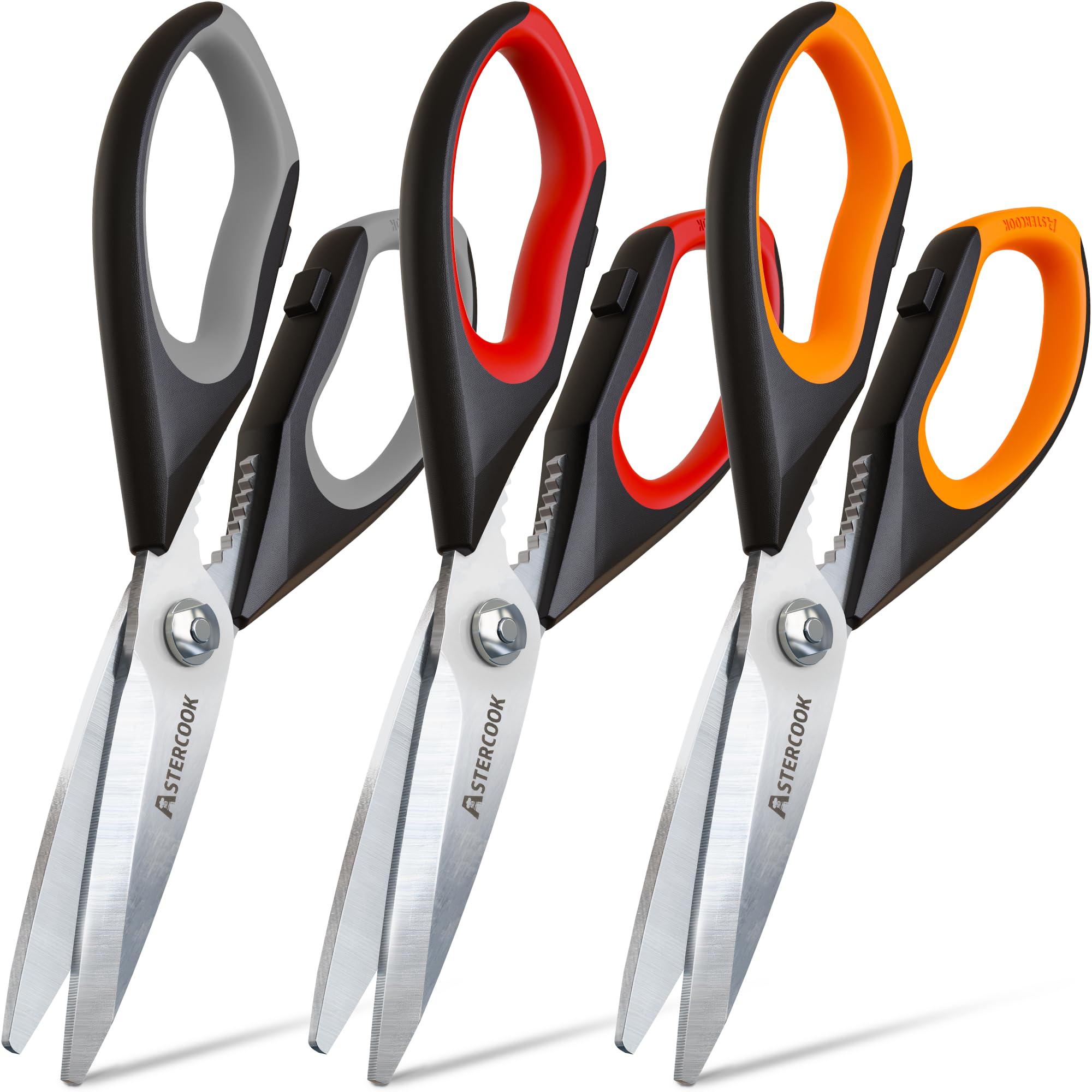 Astercook Kitchen Scissors All Purpose Heavy Duty 3 Pack Kitchen Shears Set Stainless Steel Kitchen Gadgets for Cutting