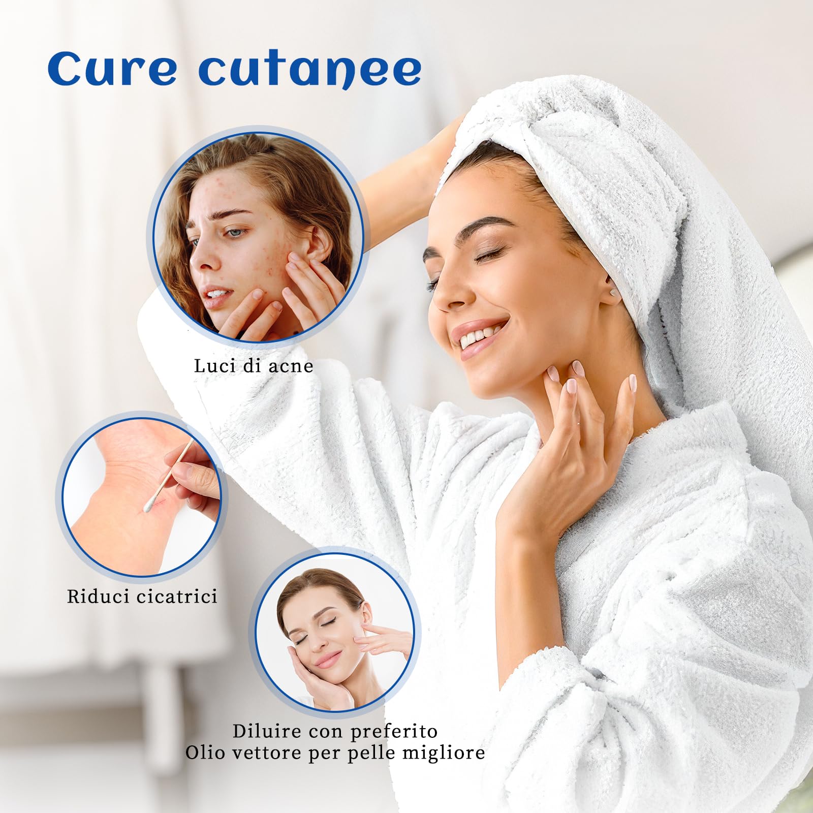 HIQILI Olio Essenziale Tea Tree 100ML, 100% Naturale, Olio Aromaterapico per Viso, Candele, Diffusore, Pelle e Capelli - 3.38 Fl Oz