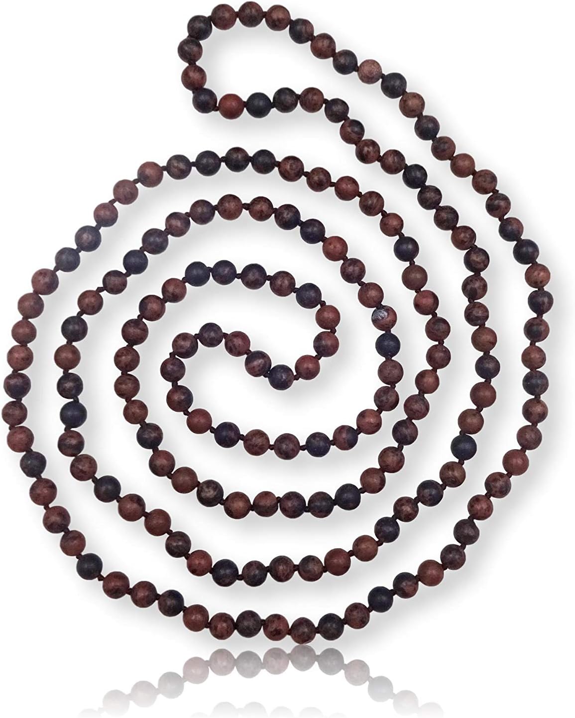 MGR MY GEMS ROCK! 8MM 60 Inch Matte-Finish Genuine Semi-Precious Stone Endless Infinity Opera Length Hand Beaded Mala Chakra Long OR Multi-Strand Multi-wrap Necklace for Women or Men.