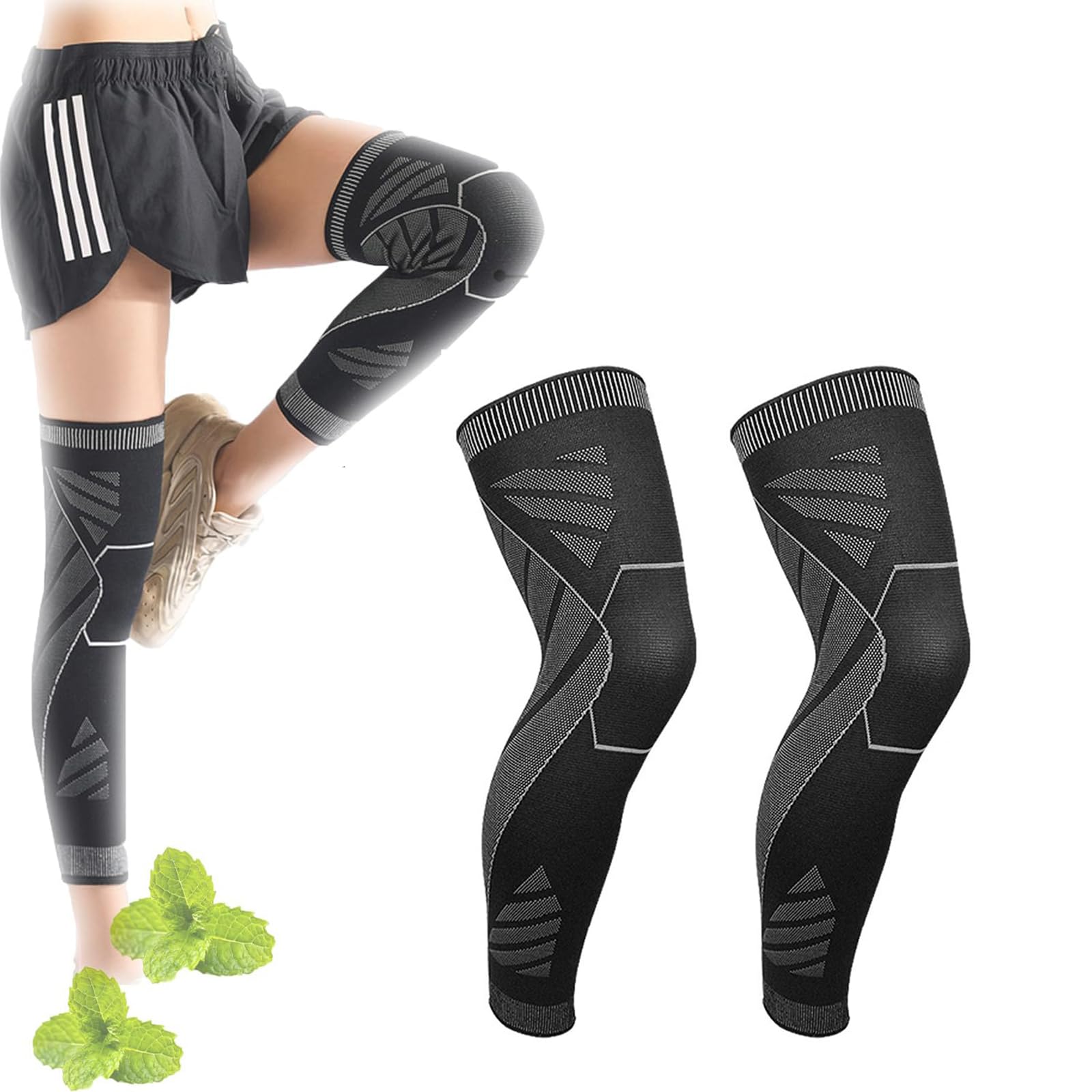 Compression de Jambe complète Flytex, Manchon de Compression de Jambe complète Flytex, Manchons de Compression Flytex pour Genoux et Jambes (1 Pairs,M)