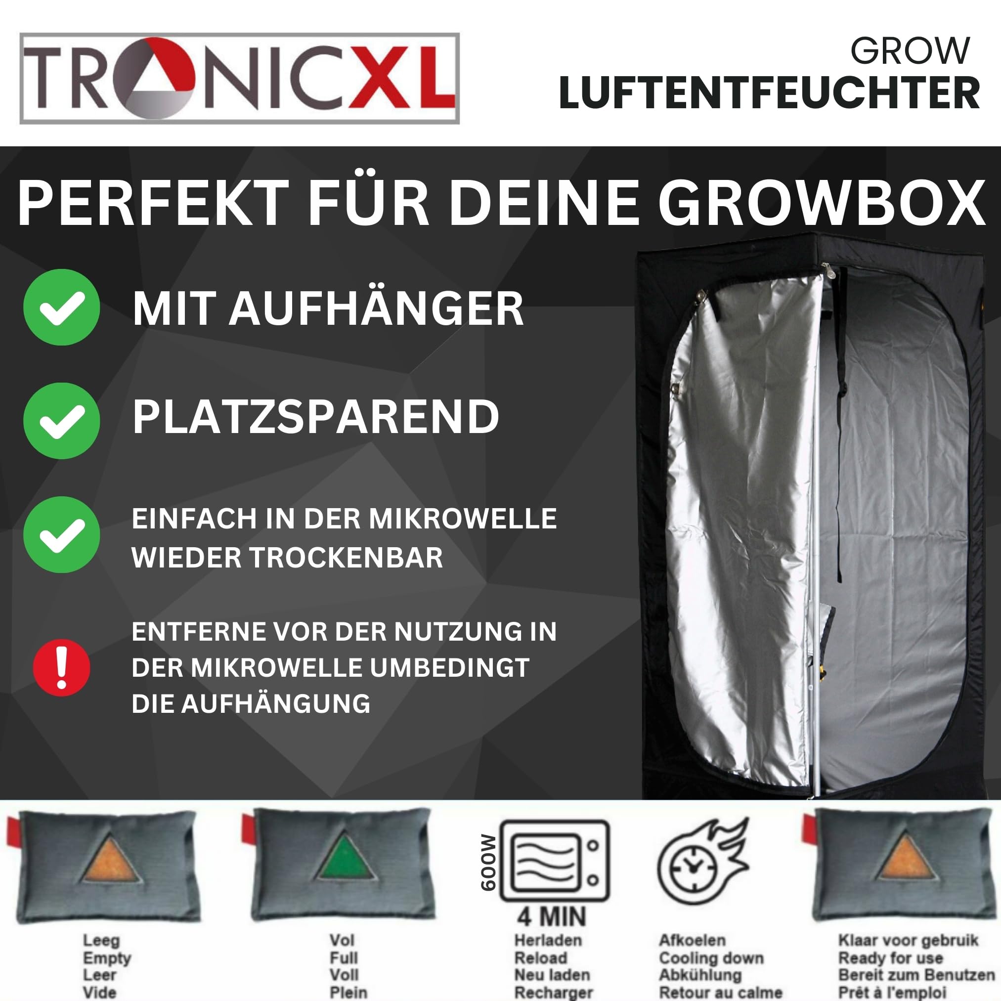 luftentfeuchter zelt TronicXL für Growbox wiederverwendbar Grow Grown Grow Schrank Zubehör Luft Entfeuchter Klima kompatibel mit Mars Hydro Spiderfarmer Jung Zelsus Garten Year_2023_Make_GMC_Model_Yukon_Engine_3.0L Gas Markenlose Kinderfahrräder 12 Zoll Size:4 persons (double wall)
