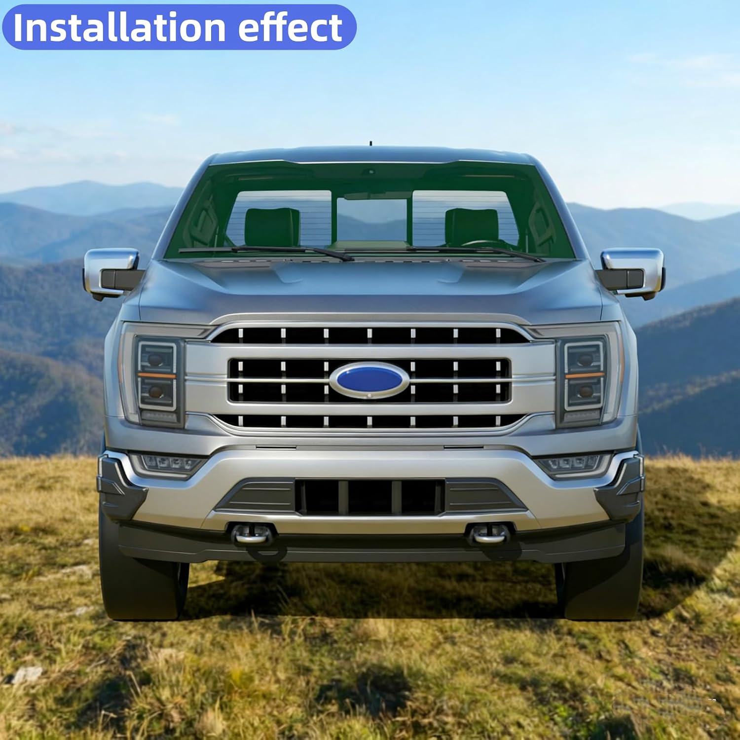 STSEV01 Front Bumper Corner Protector Fit for Ford F150 F-150 2021-2023 Accessories XL/XLT/Lariat/Limited/Tromer, 2pcs Add-on Bumper Corner Anti Scratch Protective Panel Caps Cover (Matte Black)