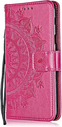 iPhone Plus Plus HA lle  Bear VillageA  Leder Flip HA lle Mandala Blume Brieftasche Slim HA lle mit Multi-funktion StA nder und Kartenfach fA r Apple iPhone Plus Plus   5 Rose Rot 
