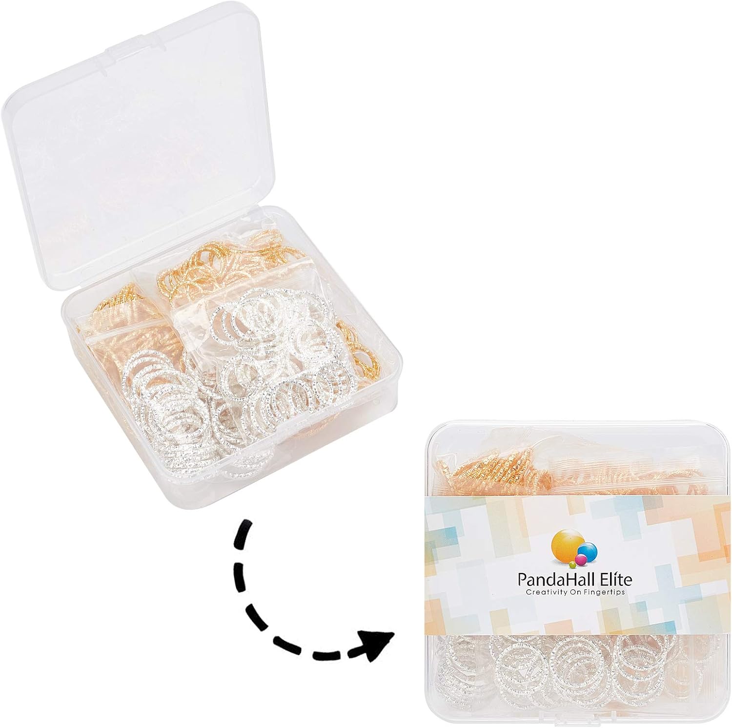 PH PandaHall 300pcs 4 Size Twisted Open Jump Rings Silver Golden Jumprings Connectors O Rings Wire Connector for DIY Dangle Earring Jewelry Making - Image 7