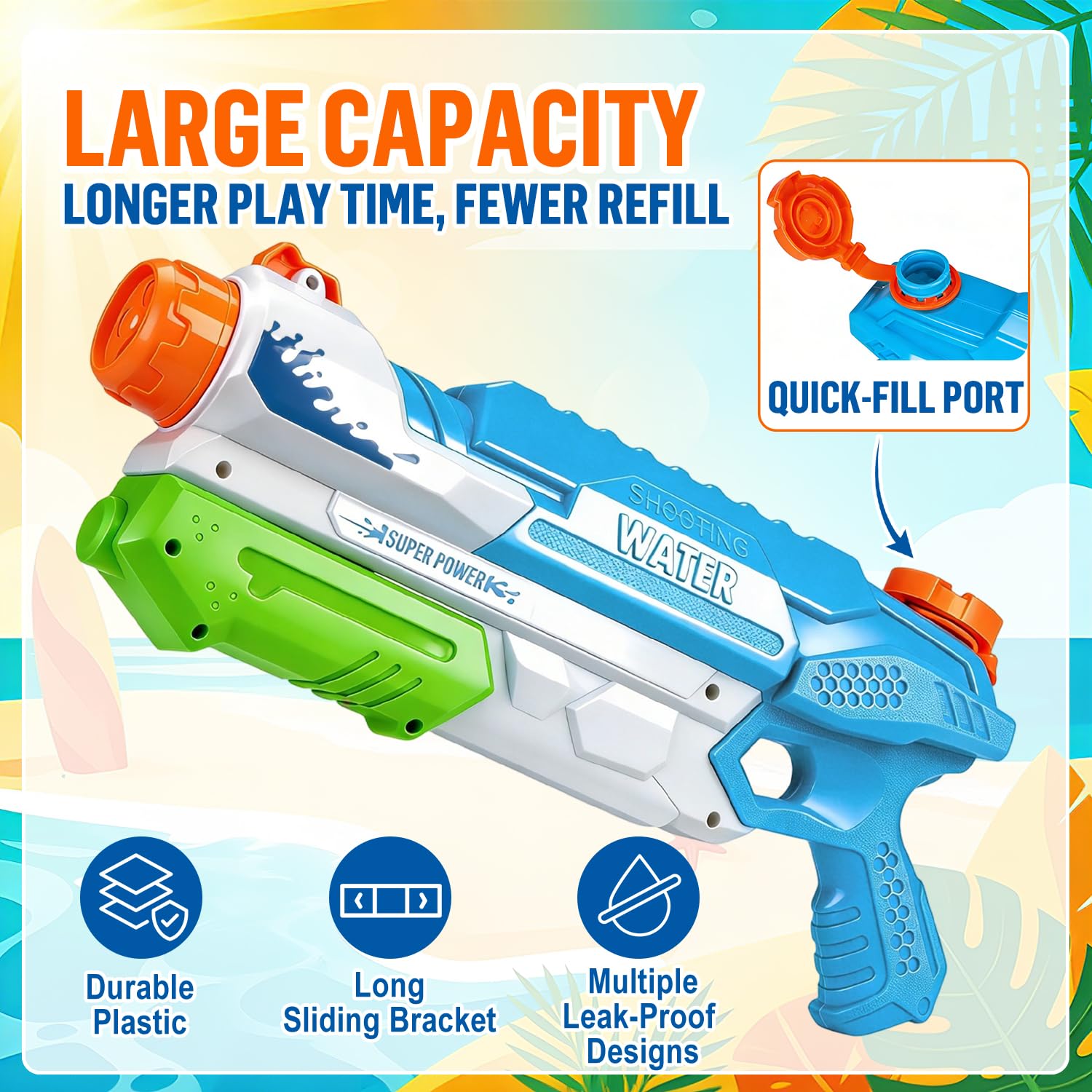 Pistola ad Acqua - Pistole ad Acqua Potente per Bambini Adulti, Fucile ad Acqua Water Gun Idee Regalo per Feste in Piscina e Attività All'aperto, Blu