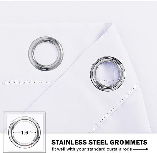 Miniatura 2 de NICETOWN Cortinas de baño blancas puras para ventanas pequeñas, estilo granja, cortinas cortas con aislamiento térmico para sala de estar, niveles