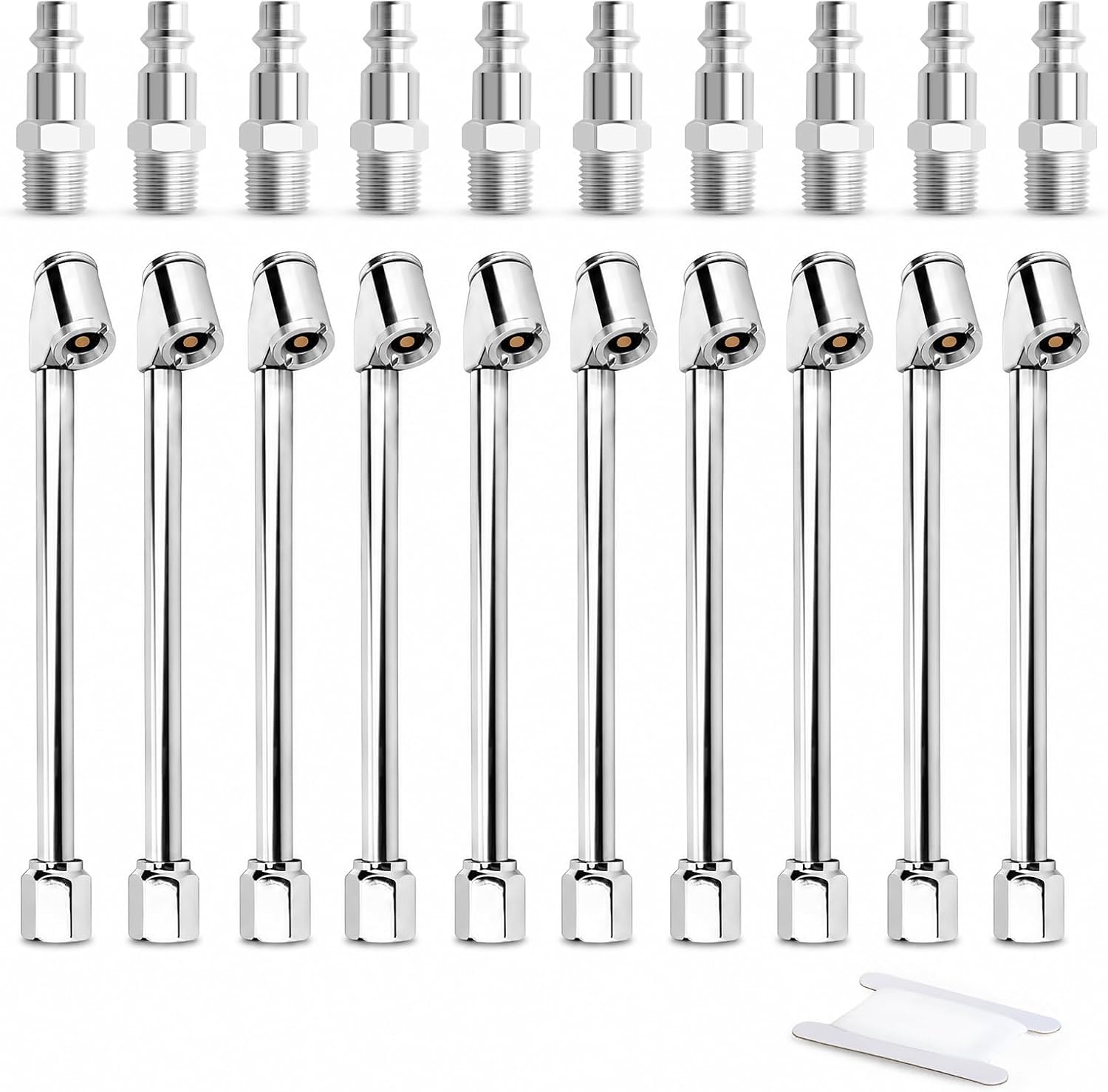 MEANLIN 10PCS 1/4" FNPT Silver Short Dual Head Air Chuck Set