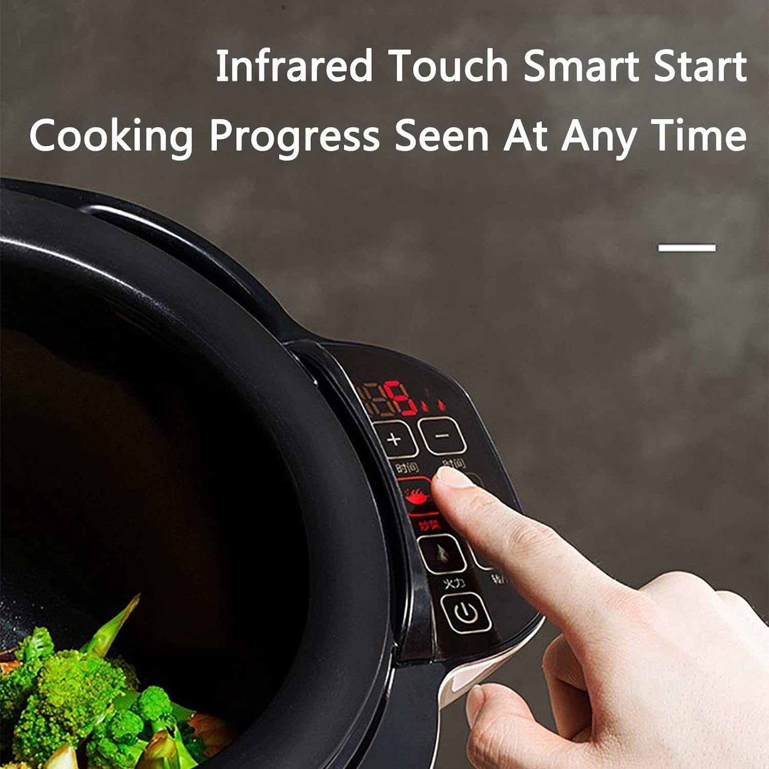 Robot da Cucina da 50 Pezzi, Macchina da Cucina Automatica Intelligente da 6 Litri con Rotazione a 360° e Riscaldamento 3D Completo, Regolazione a 3 Marce, Potenza di Fuoco e,
