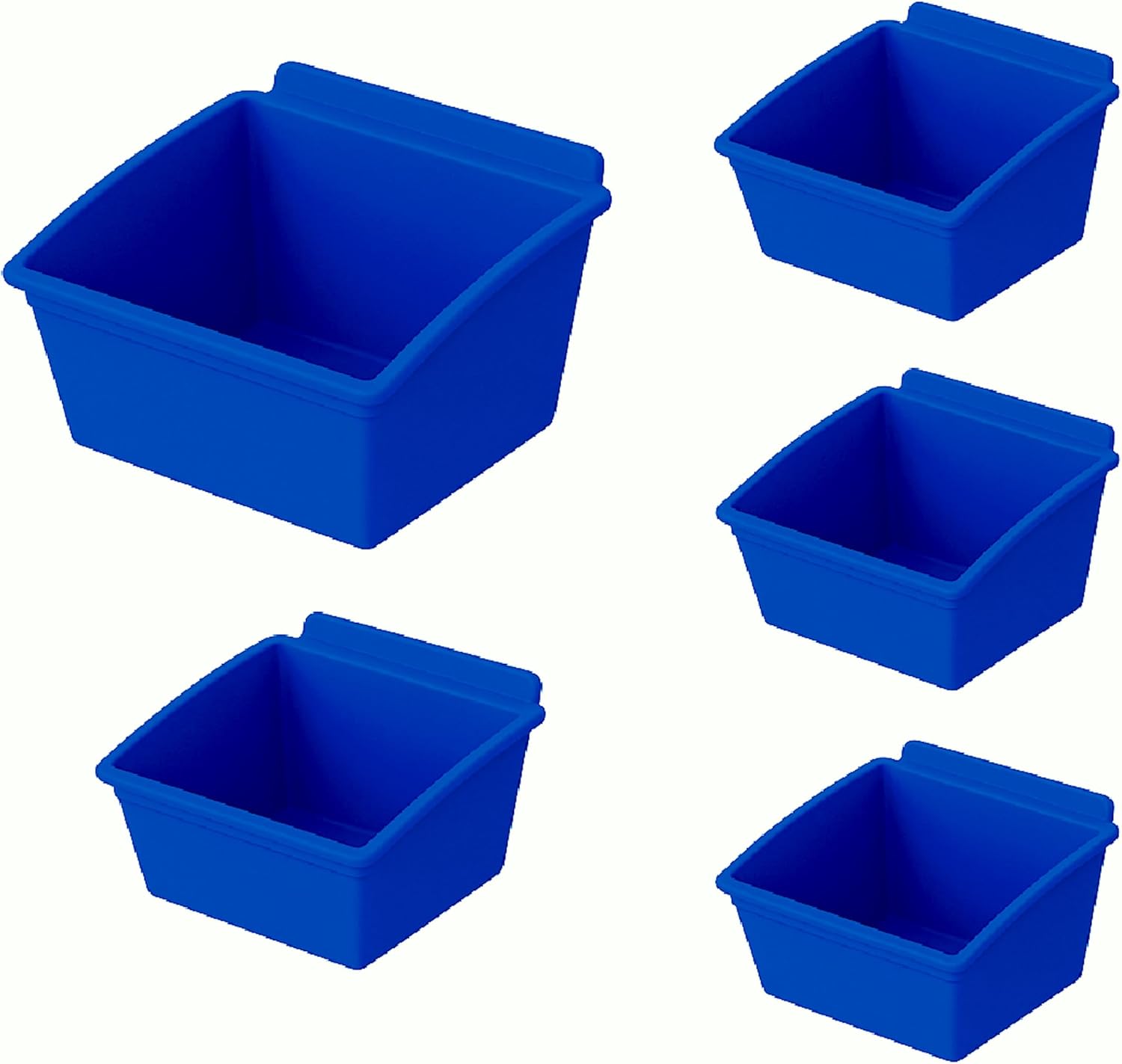 Slatwall Bins – Stackable Slatwall Storage Bins for Accessories, Garage Tool Organizer, Slat Wall Organizer for Workshops & Retail Store (Blue 5 Pack, Popbox Standard)