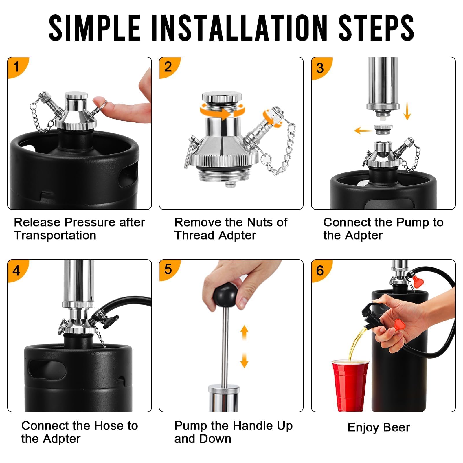 Mini barril de 3.6 L con sistema de bomba de grifo, dispensador de cerveza de barril de acero inoxidable de 128 onzas con bomba de mano, mini cultivador de barril de cerveza, bomba de grifo portátil