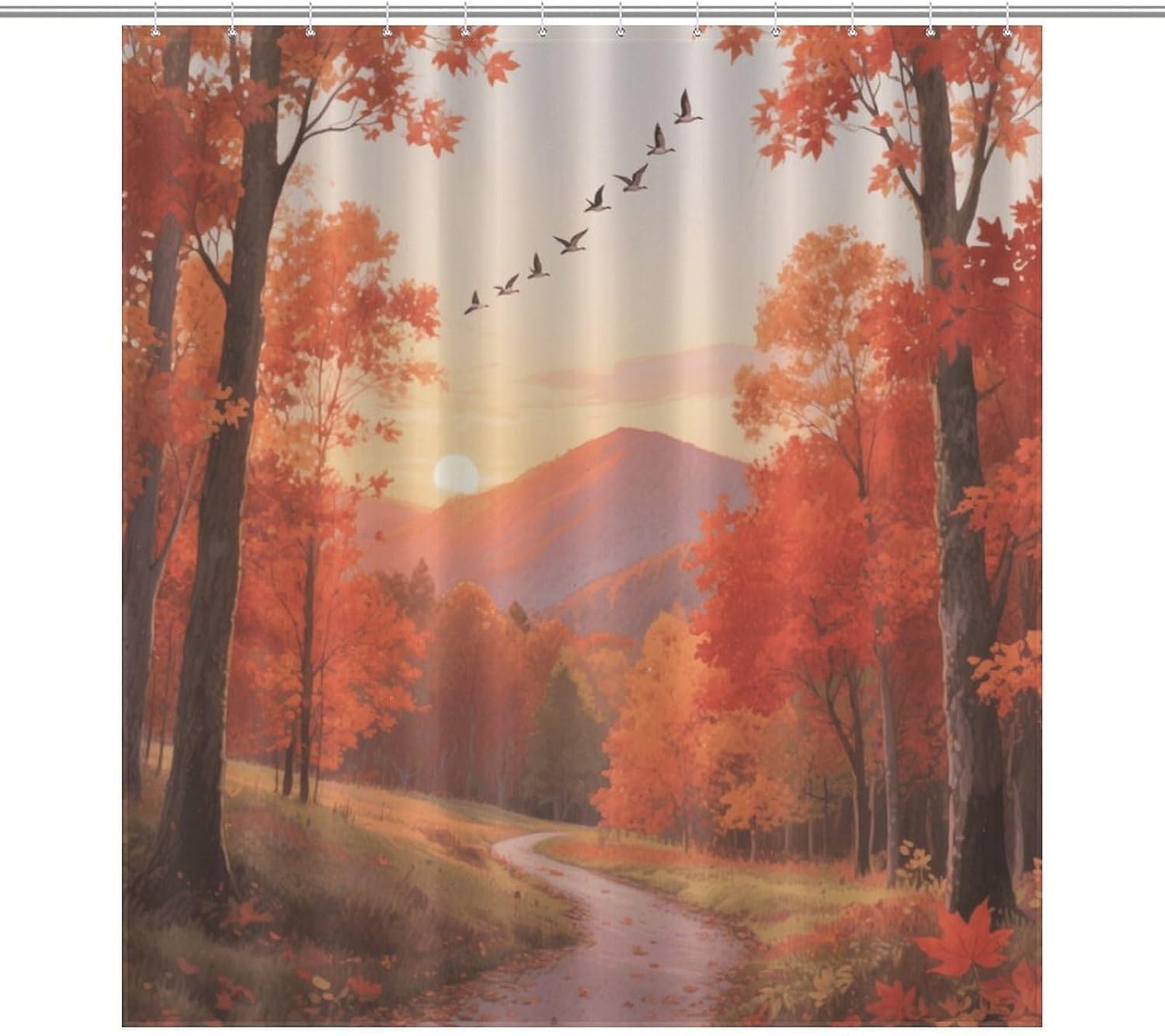 Shower Curtains Fabric Shower Curtain Liner Liner Showers Curtain Maple Forest at Dusk Showers Curtin Opaque for Privacy Protection Water Splash Protection High Aesthetics