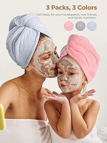 Vista 5 de Hicober Toalla de microfibra para el cabello, turbantes para secar el cabello mojado, toallas antiencrespamiento para cabello rizado para mujeres