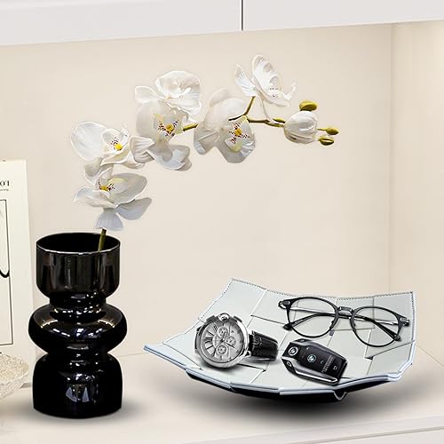 Miniatura 2 de MSJGA Bandeja de cuero para hombre, cuenco portátil para llaves para mesa de entrada, mesita de noche, mesa de noche, bandeja organizadora de