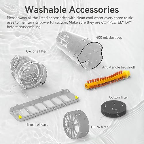 Miniatura 7 de Dibea Aspiradora de cama de mano, aspiradora de colchón con succión de 15 KPa, filtro HEPA lavable para limpieza profunda, cabello, polvo en sofá,