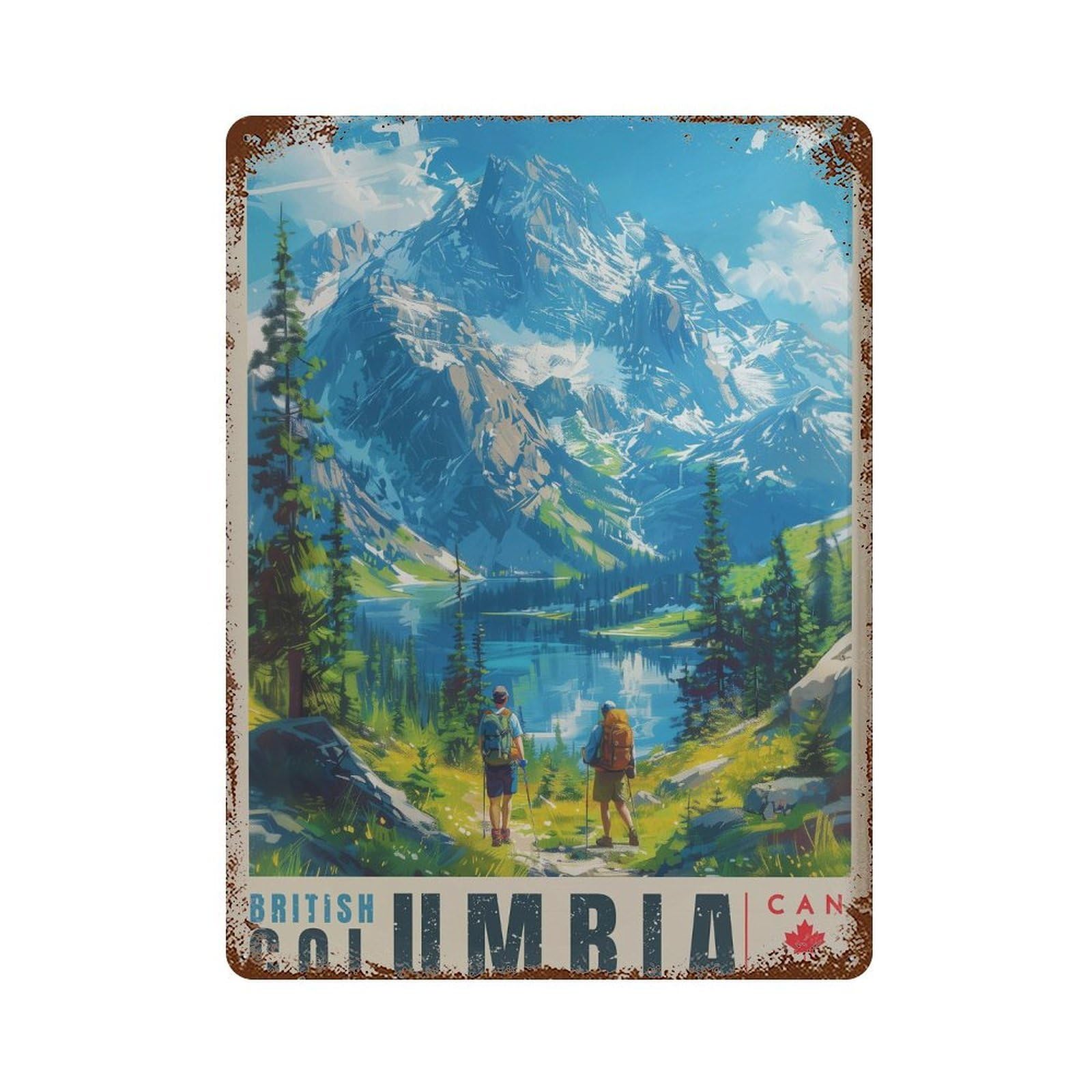 xiaoxiaoshen British Columbia Hiking Canada Mountain Lake Wall Decor Art Metal Tin Poster Modern Home Decor Art Home Bar Shop Decorations Vintage Sign 40x30cm