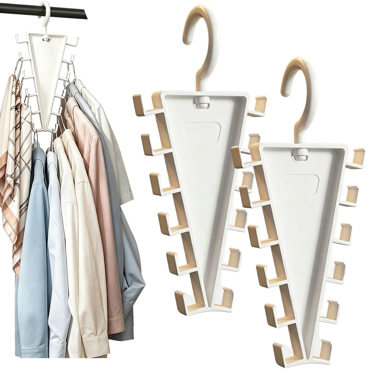 12-Hook V Shaped Double Sided Hanger Closet Organizers and Storage (2 Pcs) | Multi-Functi…
