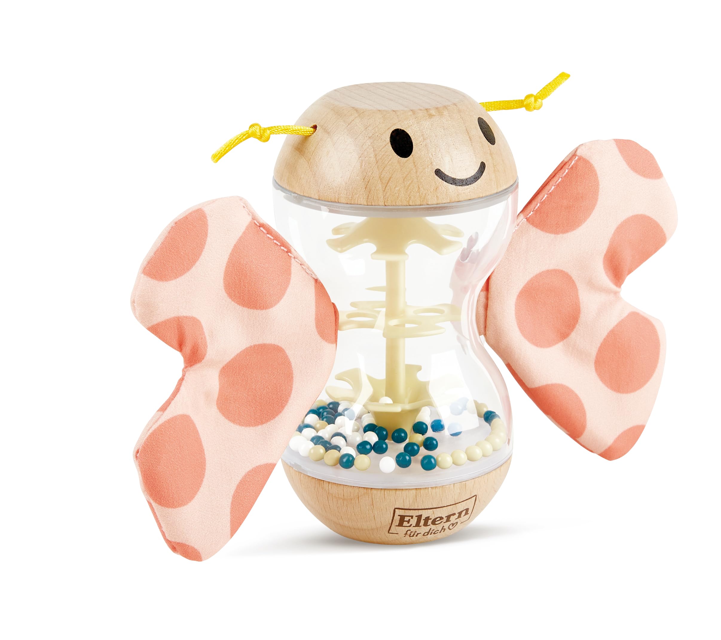 Hape Wooden Rainstick Rattle - Rosalie Wooden Rain Stick Colorful Butterfly Shape with Removable Wings - Wooden Early Learning Toy - Sensory Toys for Early Ages