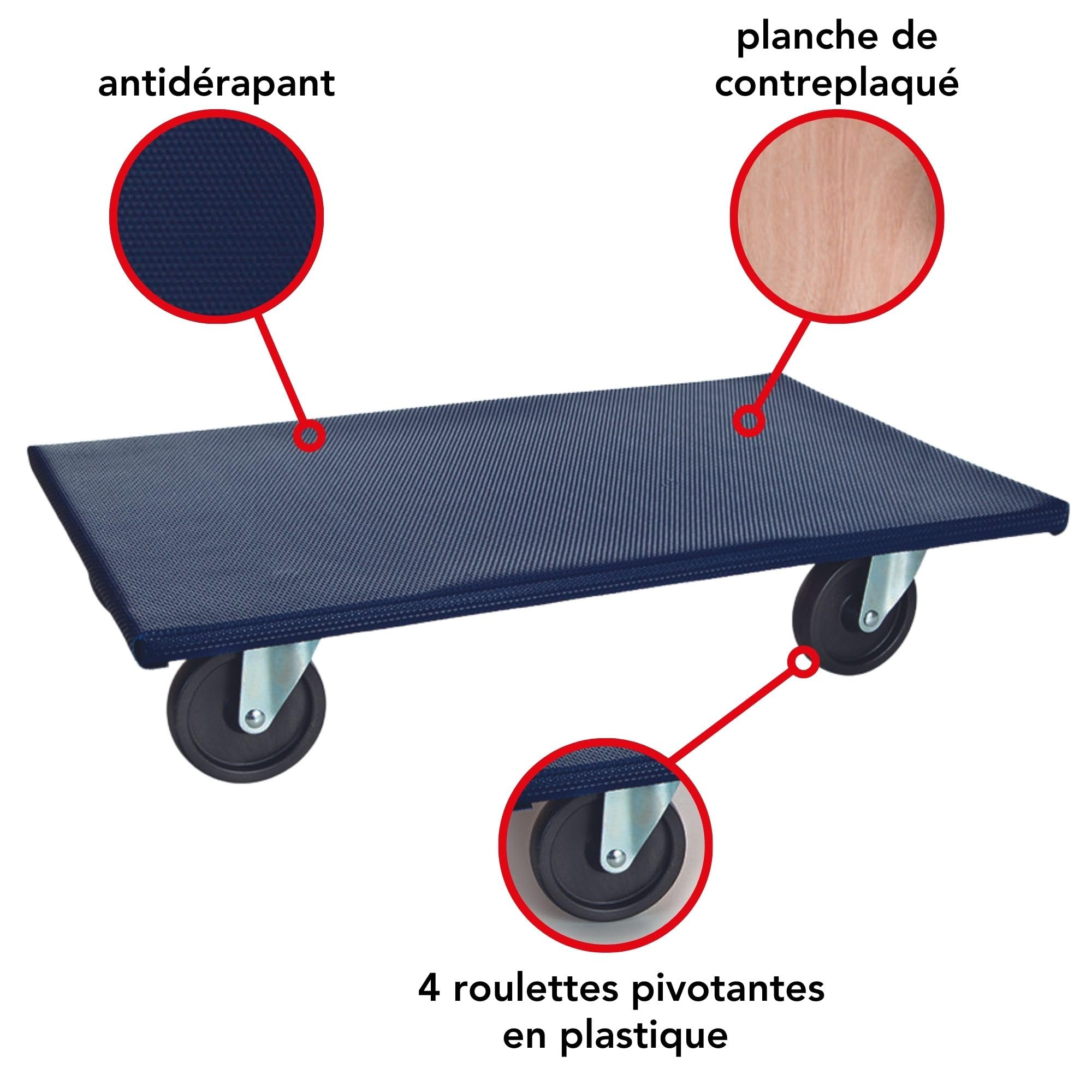 Toolland Plateau Roulant Robuste/Chariot de Transport avec Plateforme en Bois 65 x 40 cm et 4 roulettes pivotantes, idéal pour déplacer Meubles, cartons et Charges Lourdes Jusqu’à 400 kg