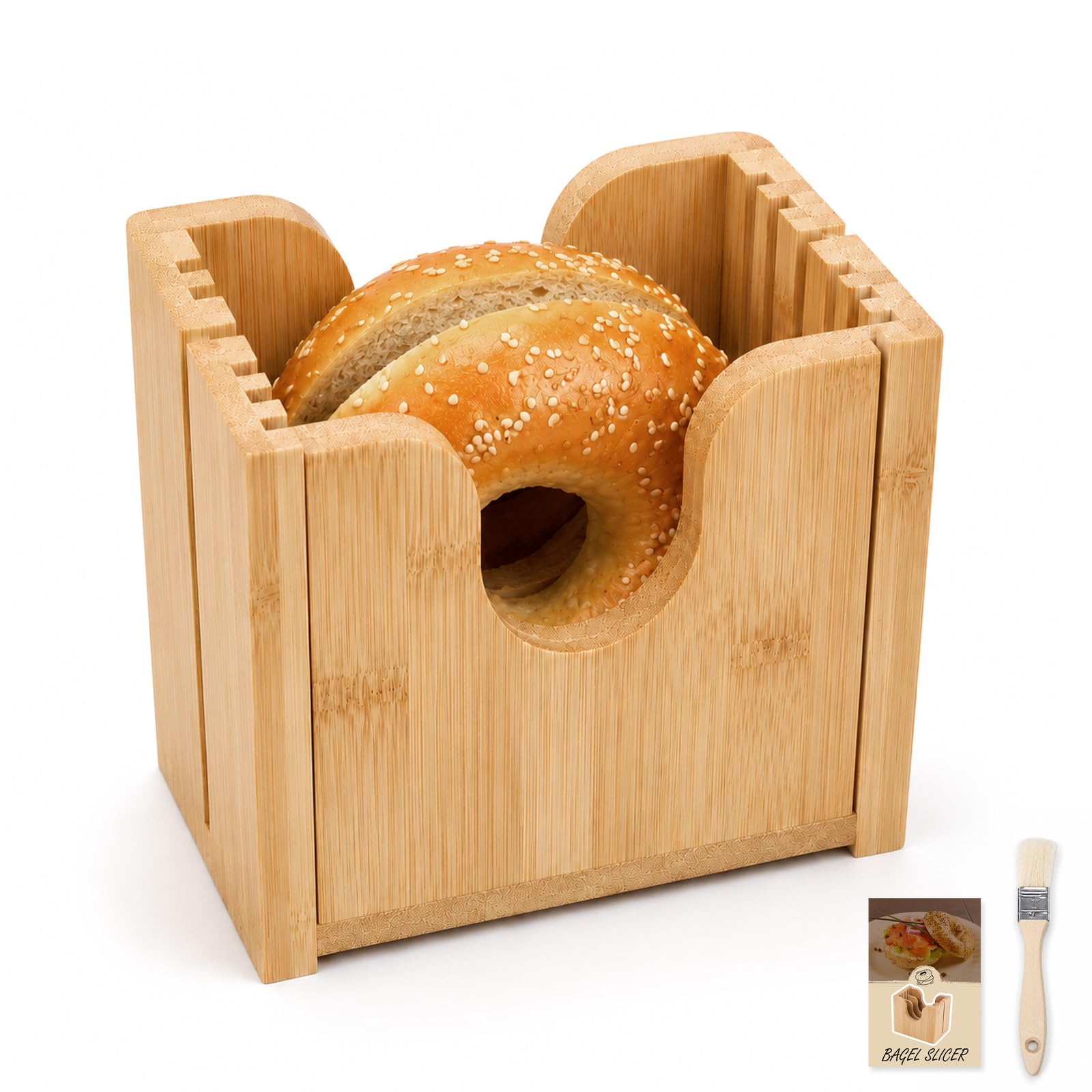 Coupe-bagel sûr pour éviter les blessures, trancheuse pain de mie et muffins avec brosse