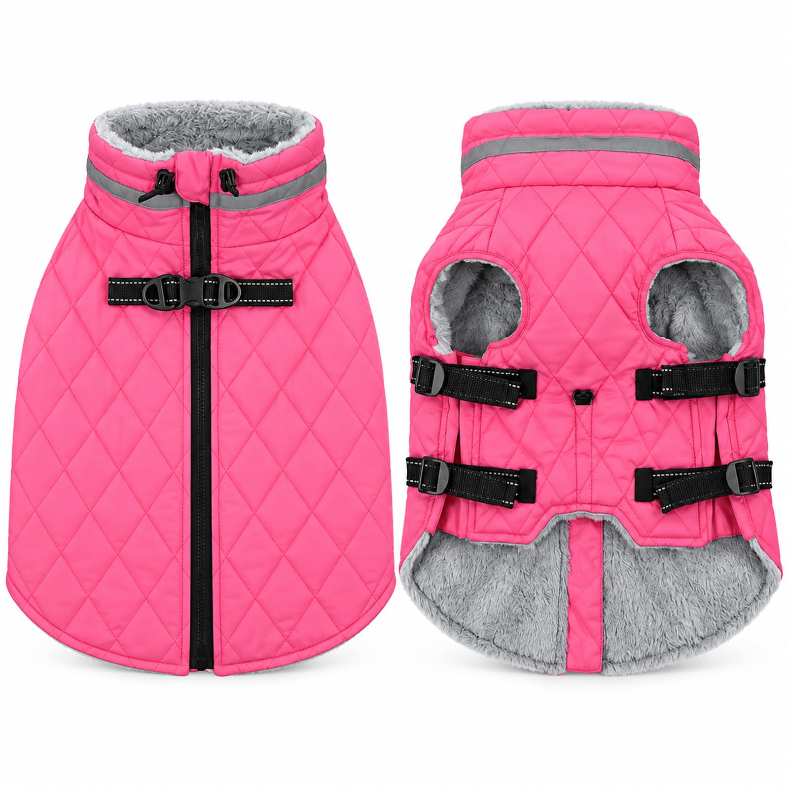babepet Waterproof Dog Coat with Harness Fleece Lined Dog Winter Jacket