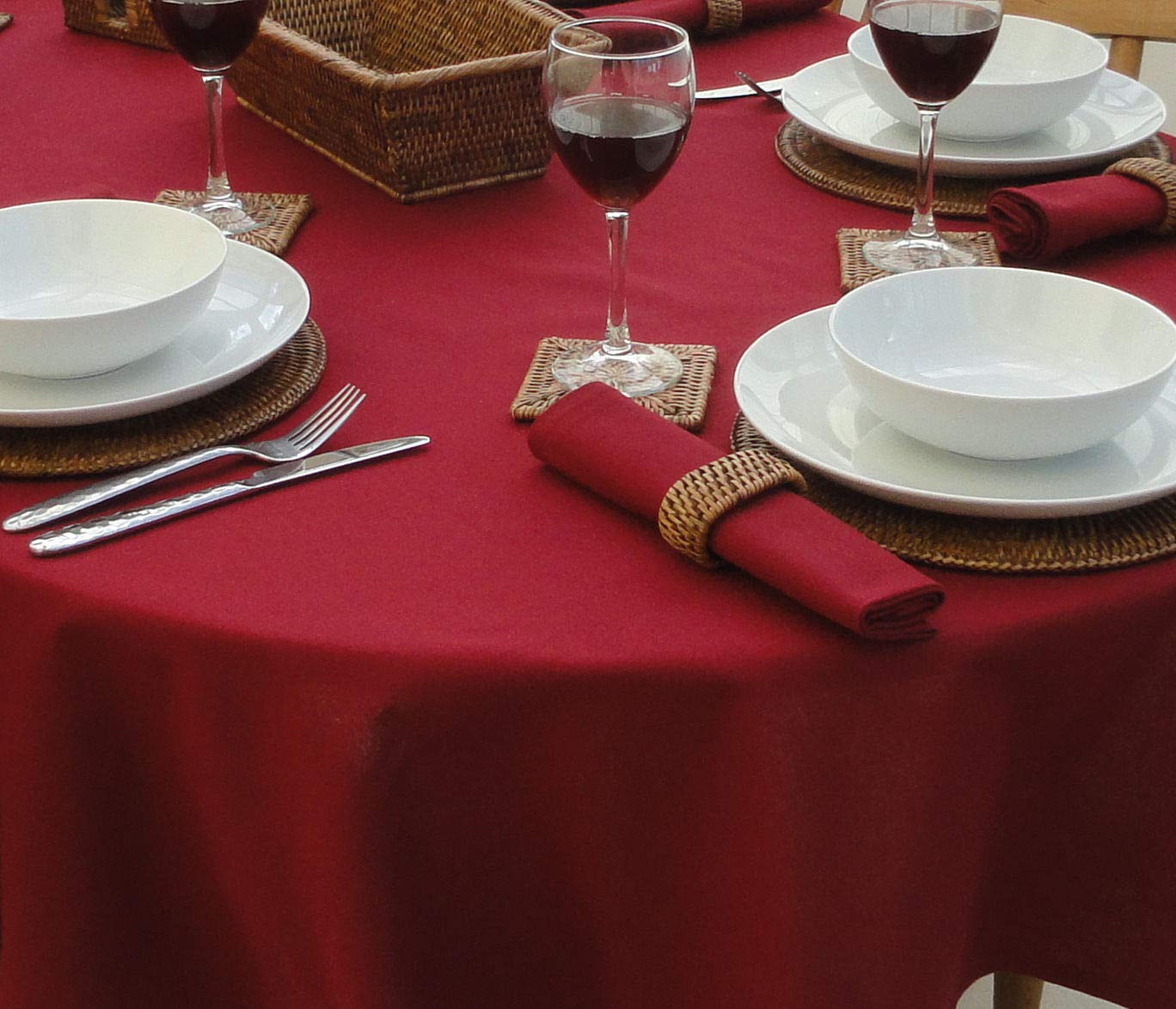 The Tablecloth Company Red 55X118" (140X300cm) Wine Oval Tablecloth (10-12 Seater)